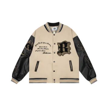 Fashion Brand Retro Flame Element Letter Embroidered Baseball Suit Street Jacket