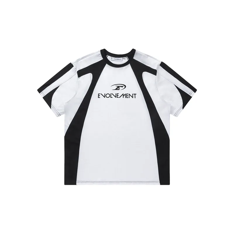 Multi level Split Color block Short sleeved T shirt-0