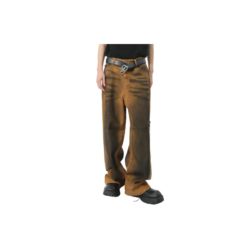Trendy Color Contrast Dirty Jeans-3