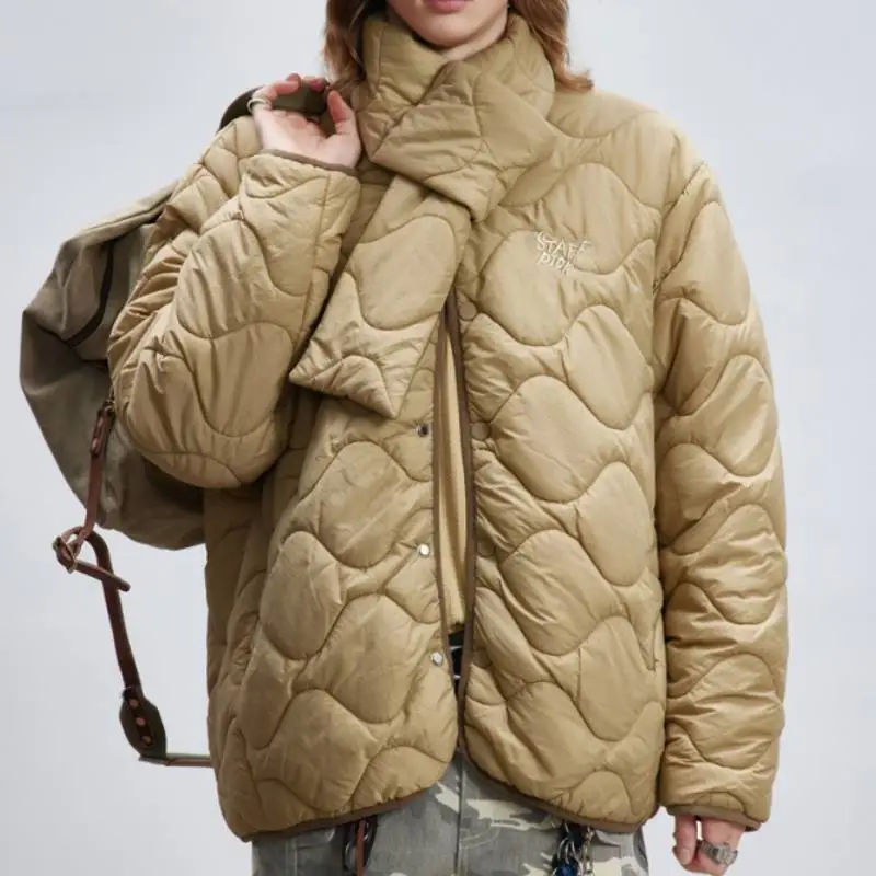 Fashionable Loose Blended Synthetic Fabrics Quilted Jacket-8
