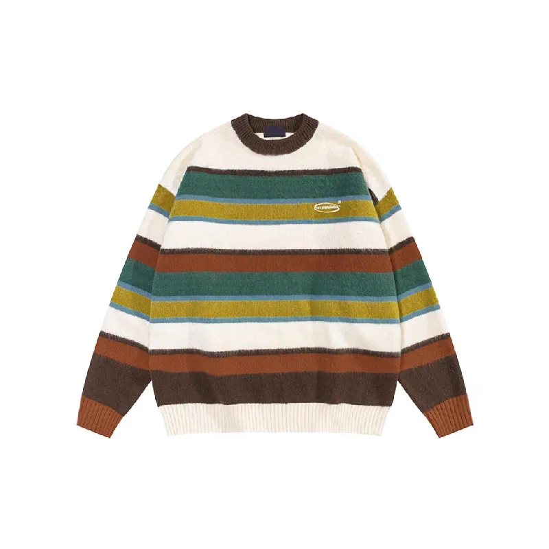 Retro Contrast Color Polyester Sweatshirt-0