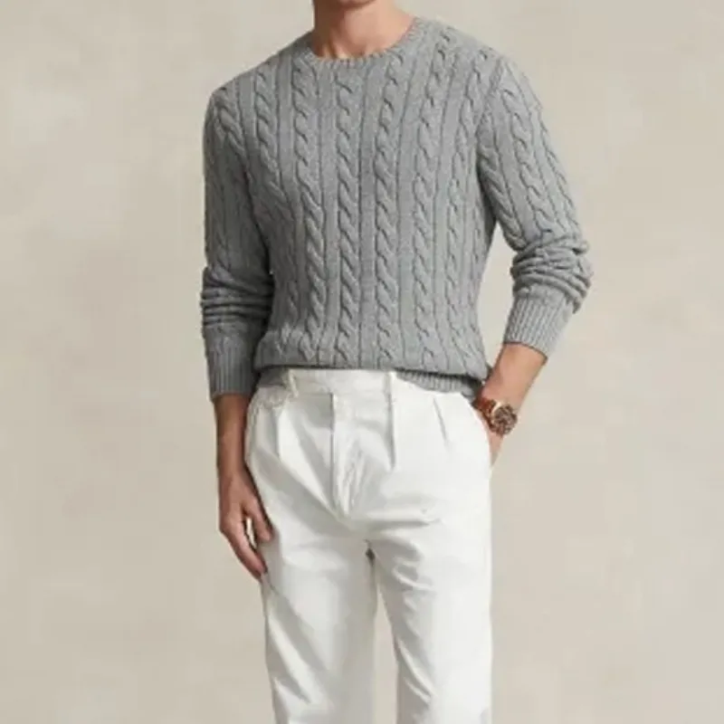 Simple Warm Blended Synthetic Fabrics Sweater-2