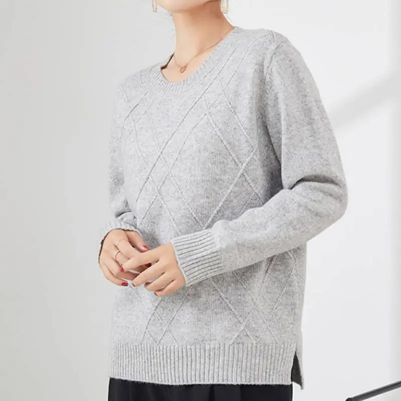 Simple Loose Knitted Fabric Knitwear Women-1