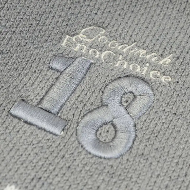 Zipper Embroidery Cotton Blended Fabric Knitwear-5