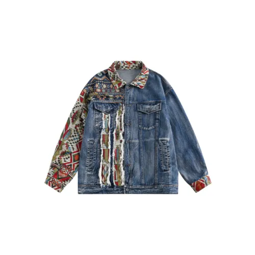 Street Ethnic Style Hip Hop Spliced Denim Jacket