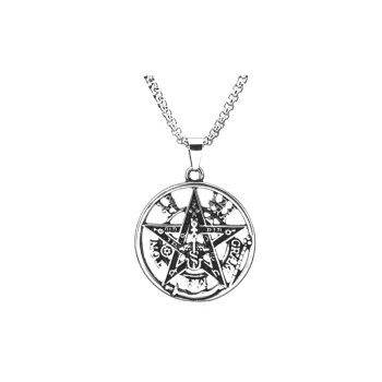 Stainless Steel Hip Hop Pentagram Solomon Seal Kabbalah Amulet Pendant Necklace