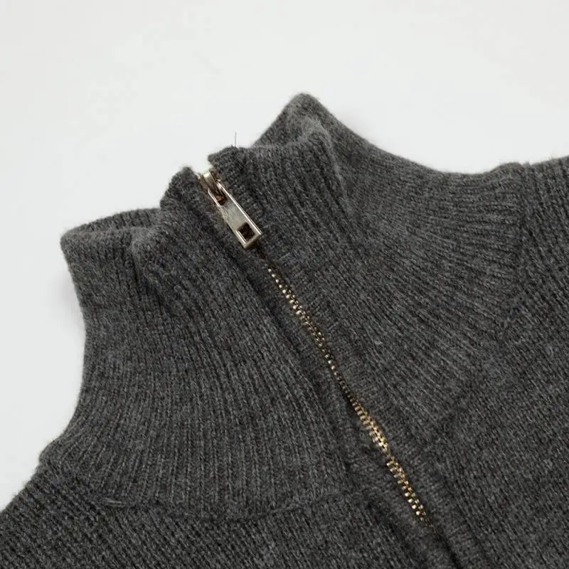 Retro Plain Cotton Blended Fabric Sweater-2