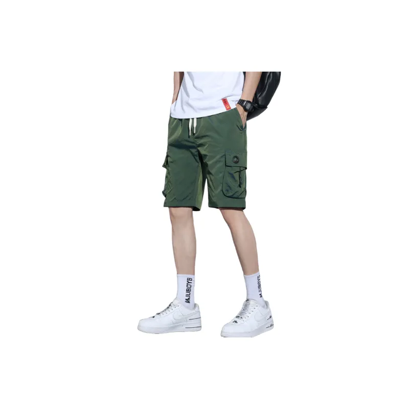 Casual Large Pockets Blended Synthetic Fabrics Cargo Shorts-0
