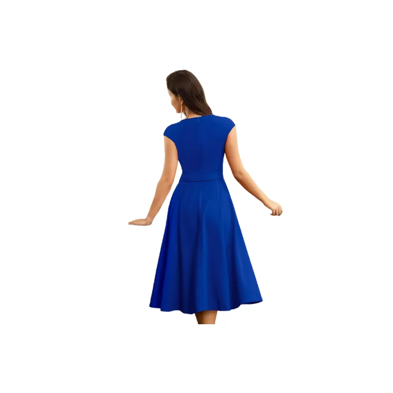 Fashionable Plain Polyester Dress Women-1