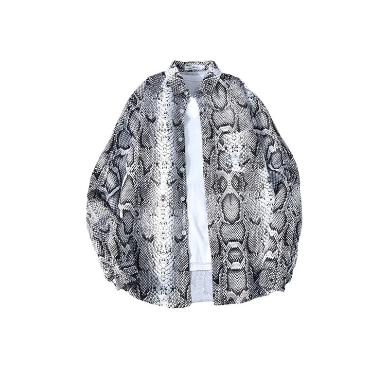 Retro Dark Snake Print Long Sleeves Shirt-0