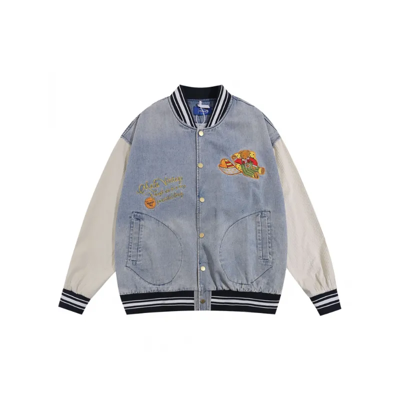 Cute Embroidery Funky Denim Jacket-0