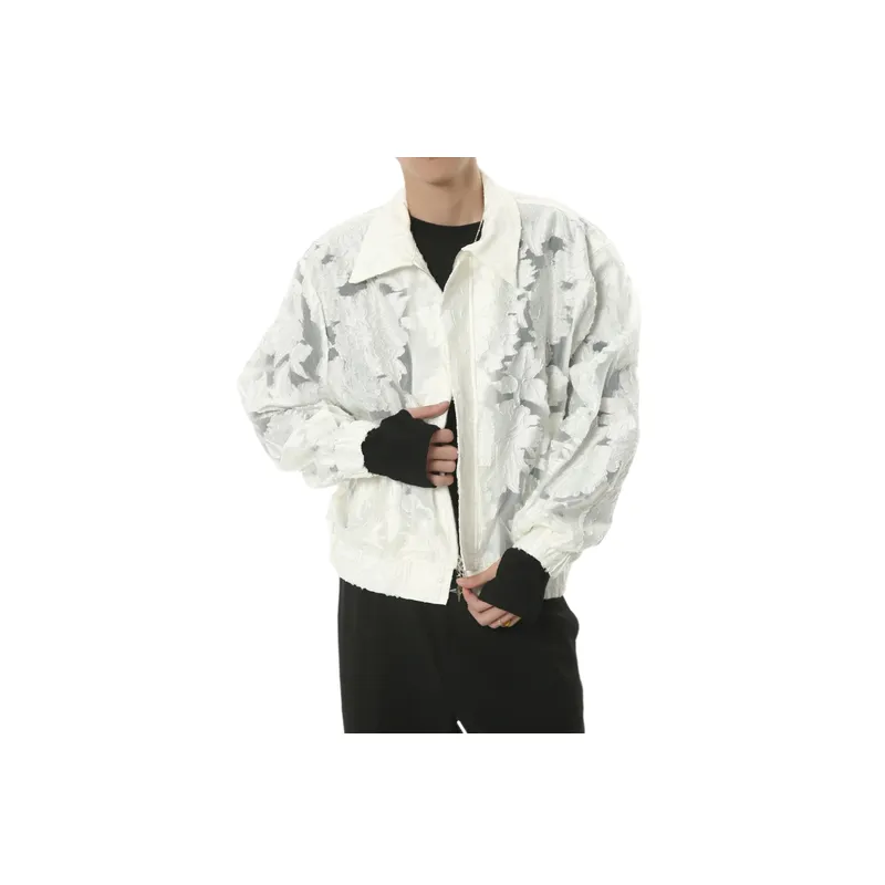 New Arrival Loose Short Sleeved Niche Semi Transparent Embroidered Jacket-2