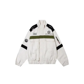 Contrast Color Stitching Multi Pocket Workwear Coach Jacket