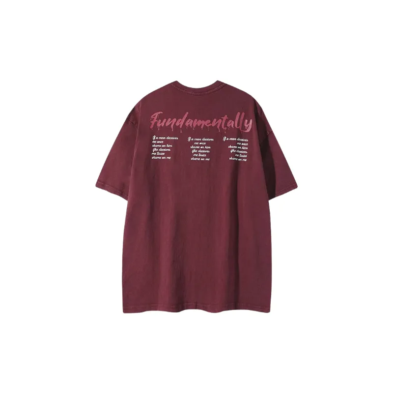 Retro Washed Cotton Blended Fabric T Shirt-1