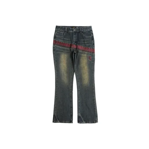 Nostalgic Wash Jeans High Waist Bullet Embroidered