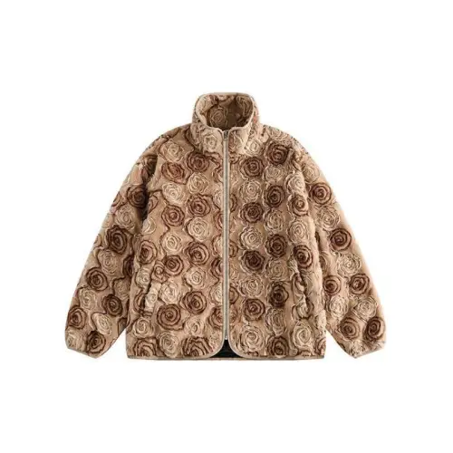 Oversized Rose Print Wool Coat