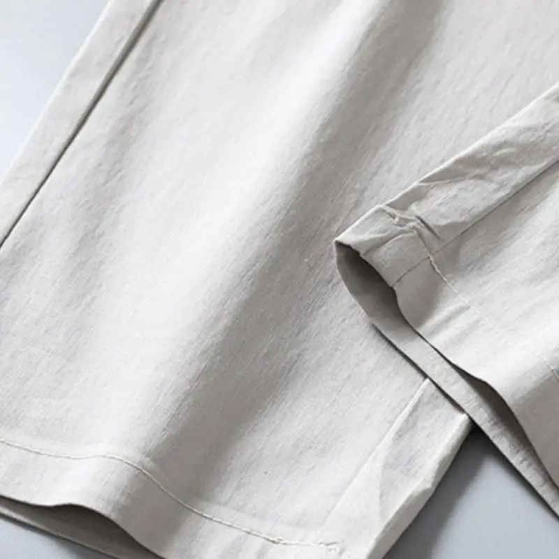 Fashion Simple Cotton Blended Fabric Casual Pants-5