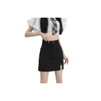 Fashionable Plain Denim Casual Skirt Women