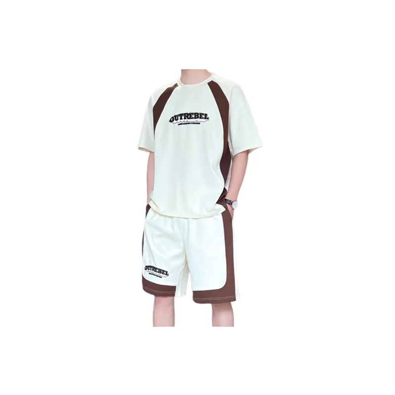 Loose Half Sleeved T Shirt And Shorts Set-7