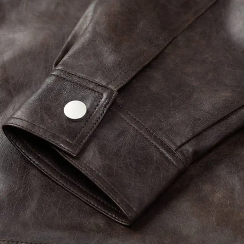 Cool Loose PU Leather Jacket-5