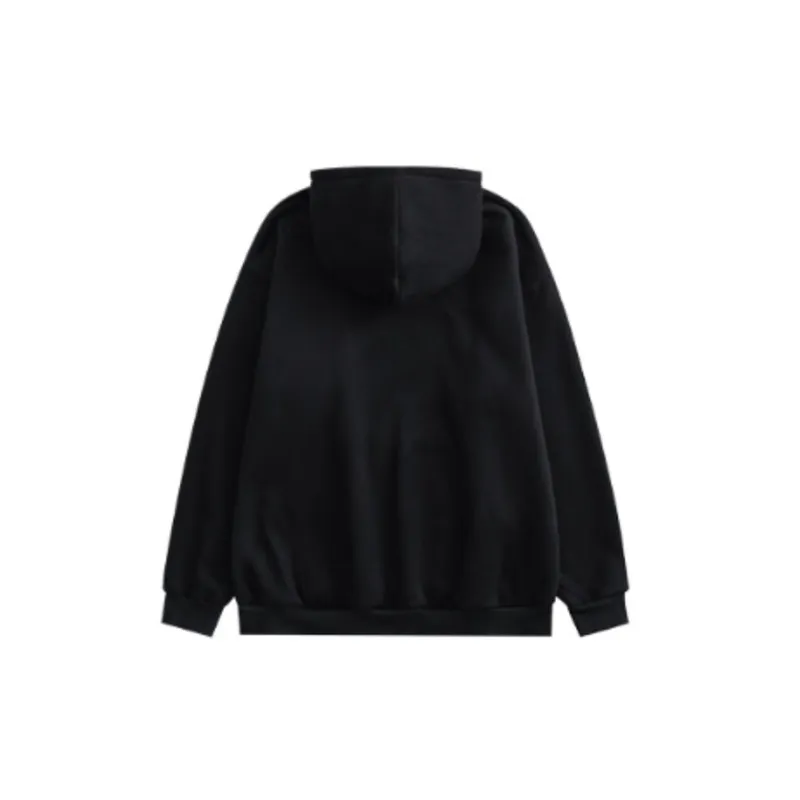 Letter Loose Casual Fleece lined Hoodie-5