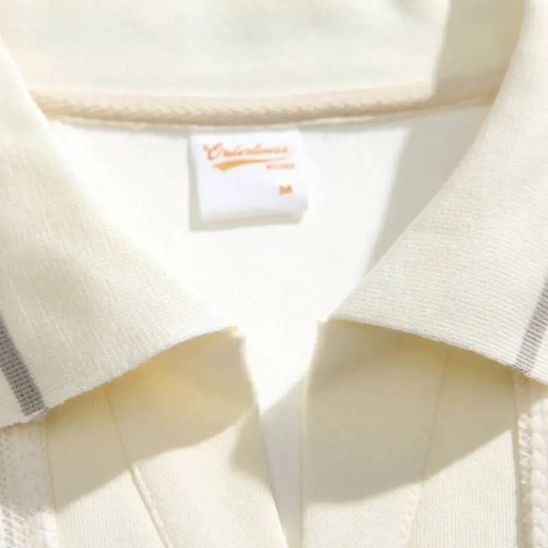 Retro Loose Cotton Blended Fabric Polo-4