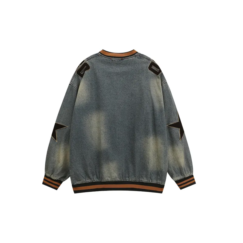 Embroidery Distress Sweatshirt-1
