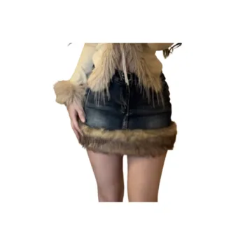 Fashionable Raw Hem Denim Casual Skirt Women