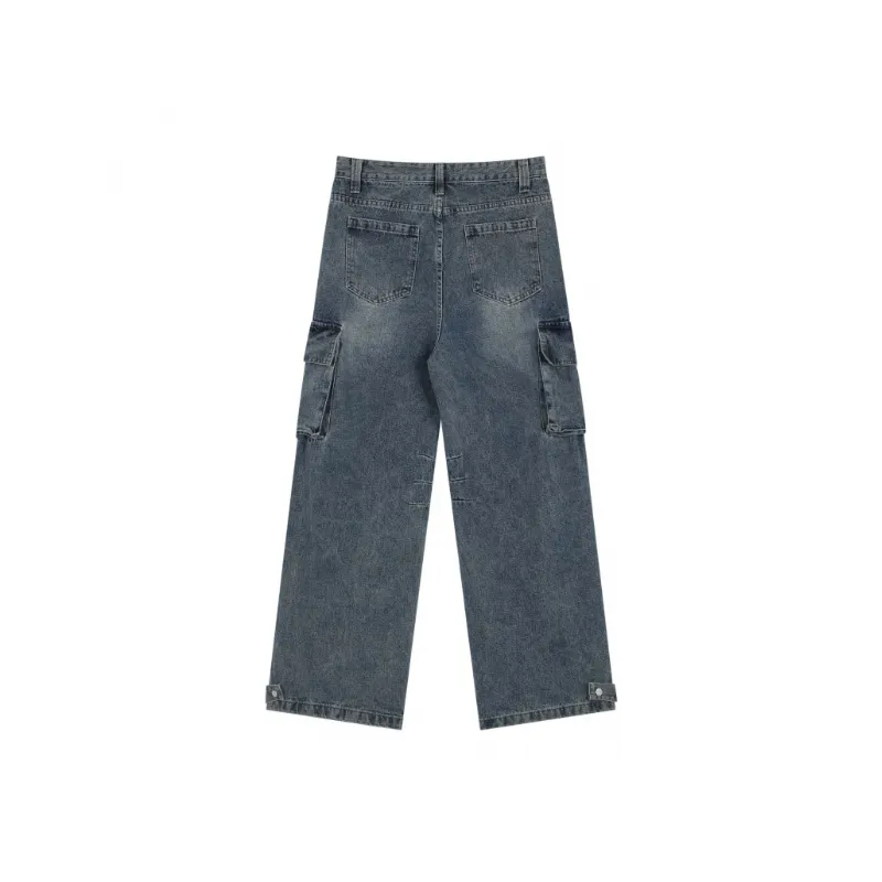 Retro Washed Straight Leg Casual Pants-1