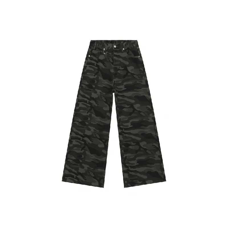 Retro Camouflage Wide Leg Jeans-0