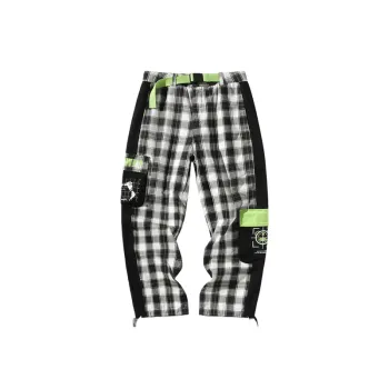Black And White Plaid Loose Large Size Trousers