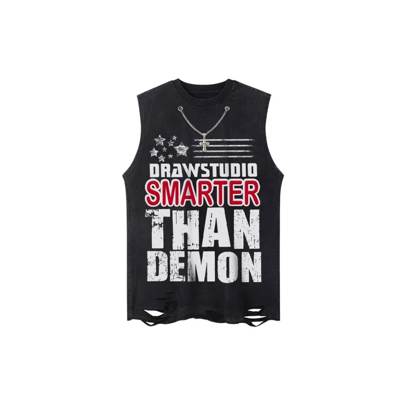 Hip Hop Loose Sleeveless Cotton Vest-6