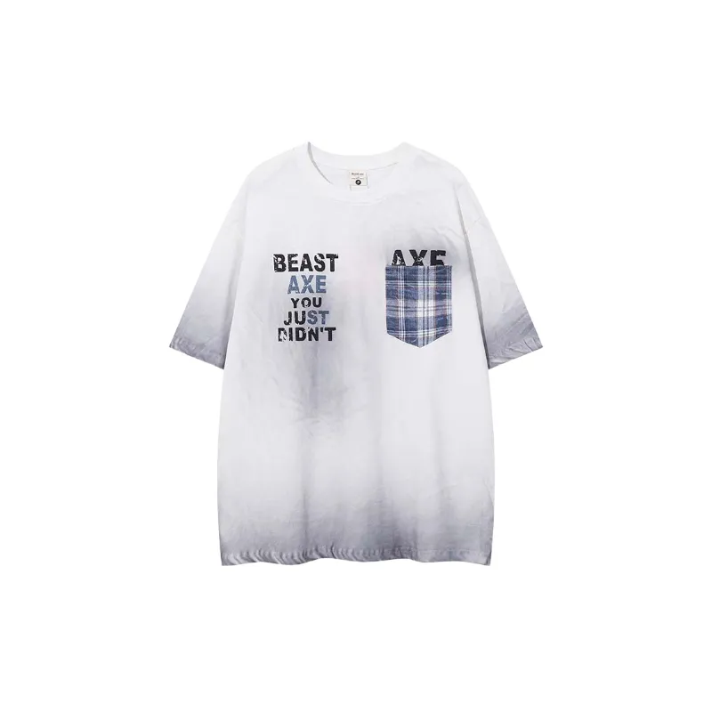 Retro Letter Cotton Blended Fabric T Shirt-0