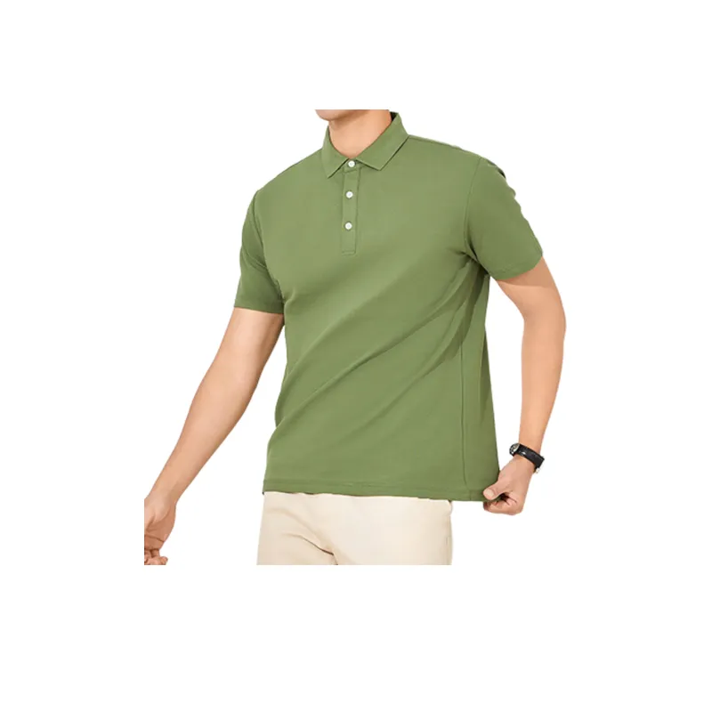 Short sleeved Embroidered Cotton Lapel T shirt-4