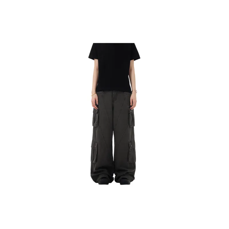 Casual Loose Straight Leg Cargo Pants-0