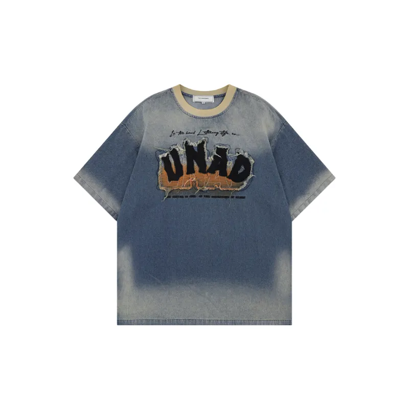 Basics Embroidery Denim T Shirt-0