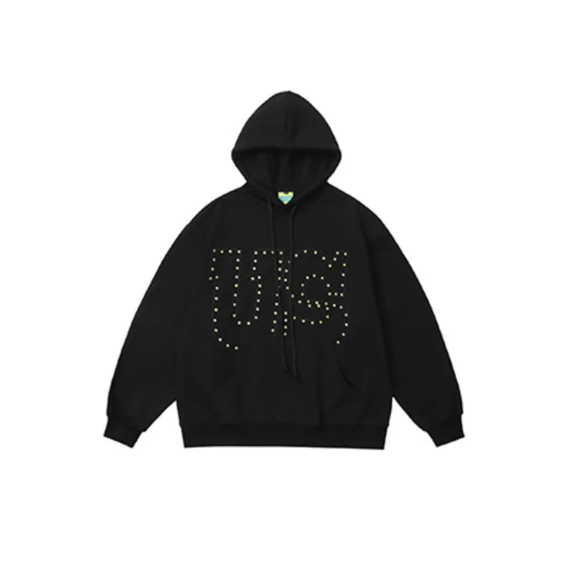 Street Rivet Letter Design Hoodie-5