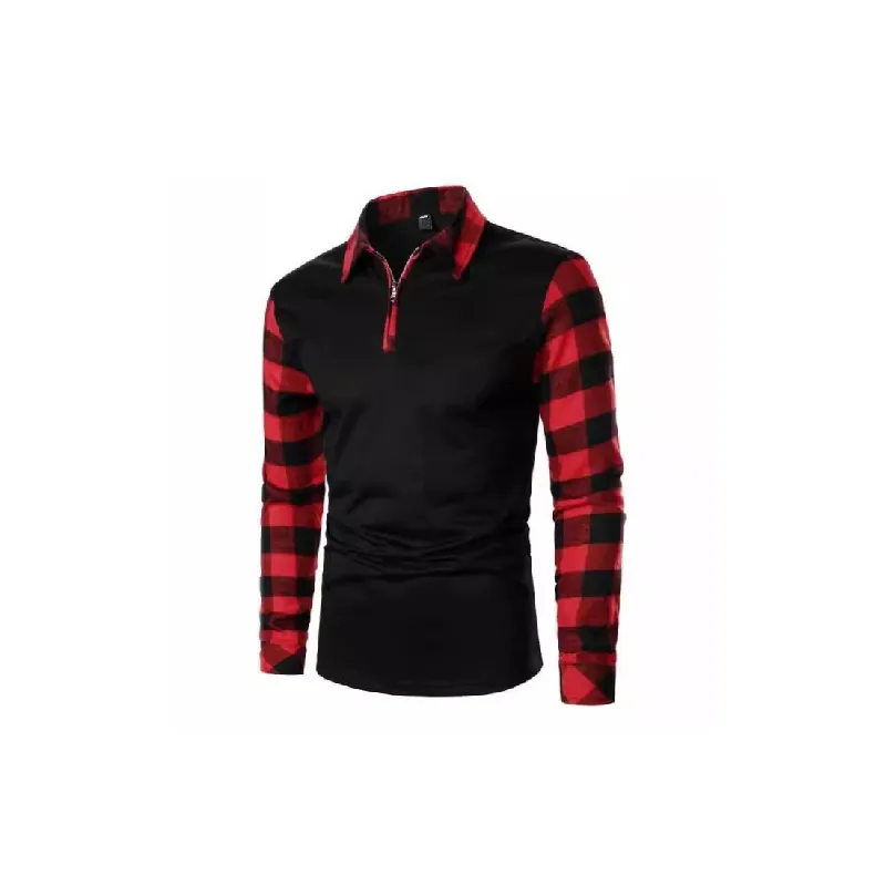 Fashionable Zipper Linen Blend Fabric Polo-0