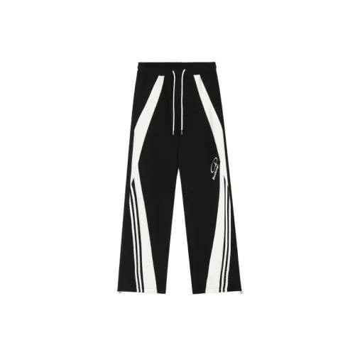 Striped Color Matching Decorative Cotton Pants