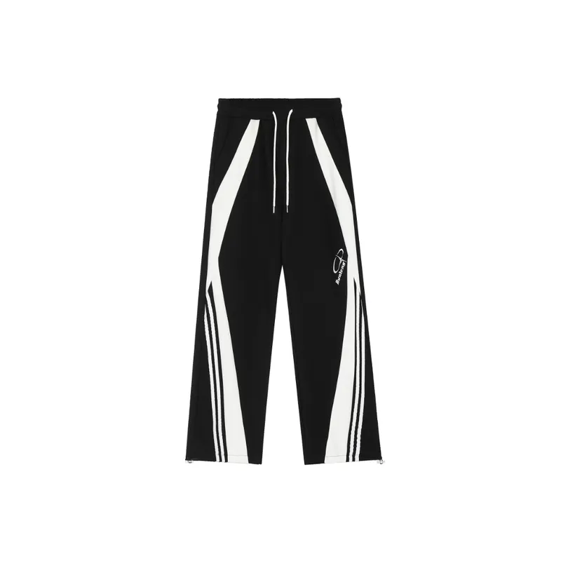 Striped Color Matching Decorative Cotton Pants-3