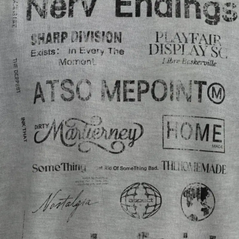 Retro Letter Combed Cotton T Shirt-4