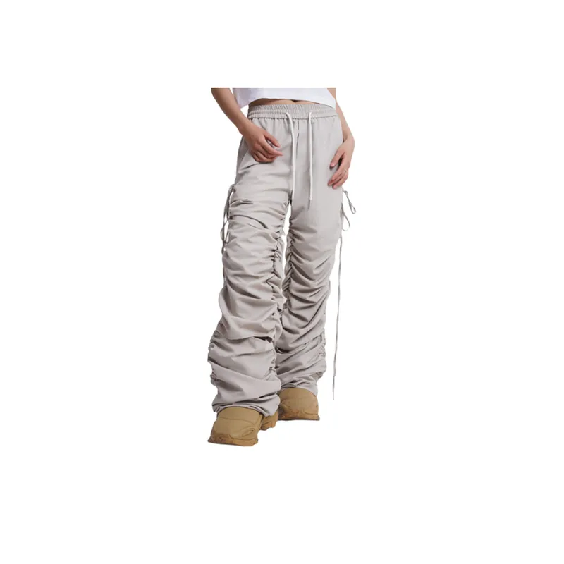 New Y2k Style Casual Trousers With Loose Drawstring-3