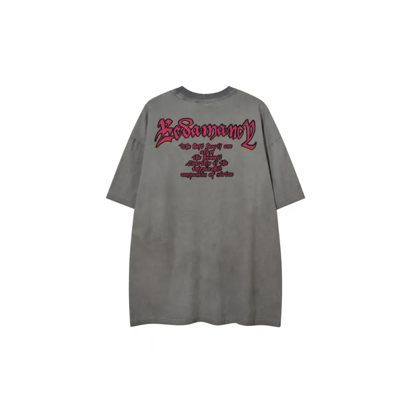 Loose Washed Round Neck T Shirt-3