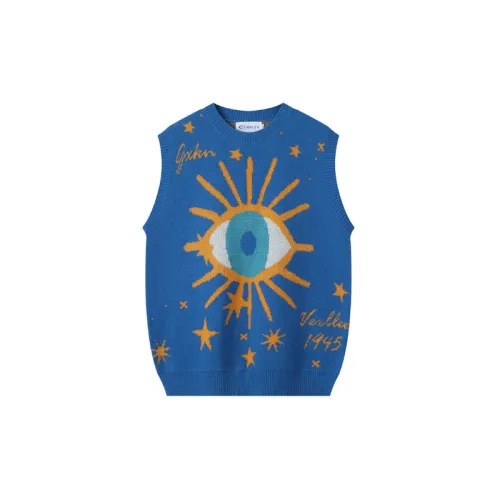 Eyes Jacquard Waistcoat Slim fit Casual Crewneck Waistcoat Trendy Sweater