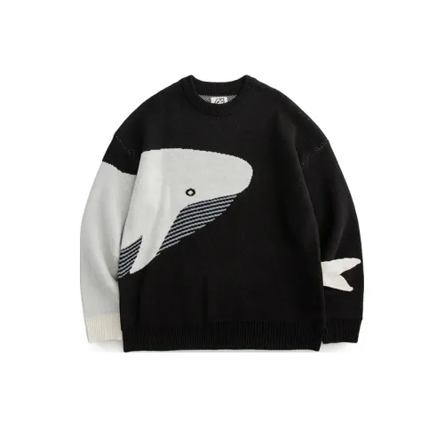 Cartoon Whale Crewneck Sweater Fashion Brand Casual Loose All-match Pullover Sweater