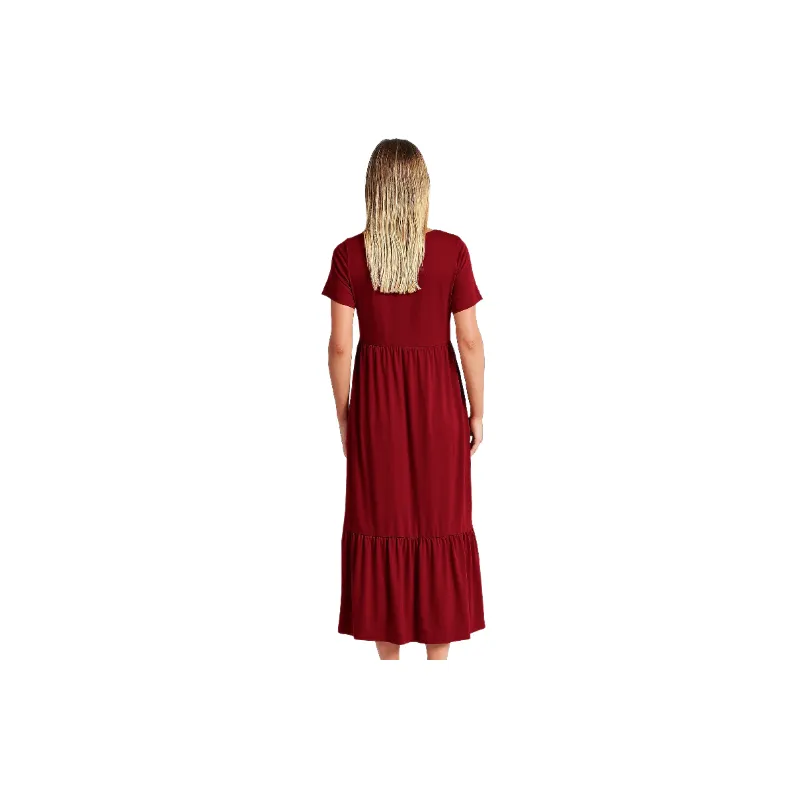 Casual Plain Cotton Dress Women-1