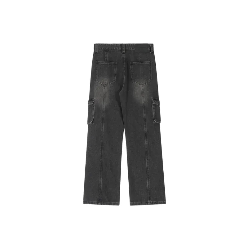 Retro High Street Simple Loose Straight Casual Jeans-3