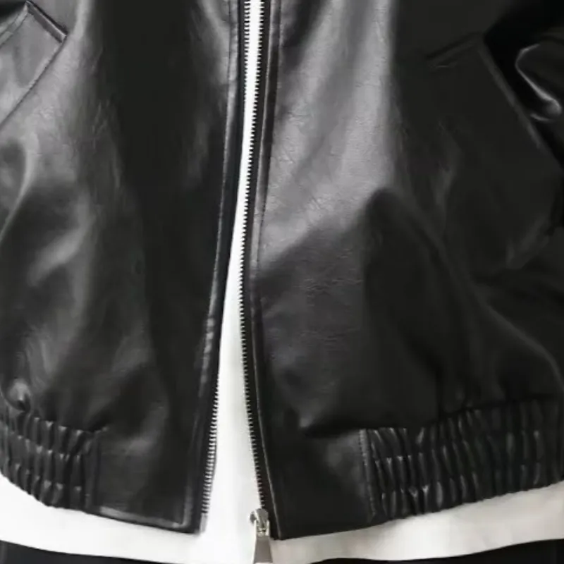 Fashionable Street Artificial Leather Jacket-2