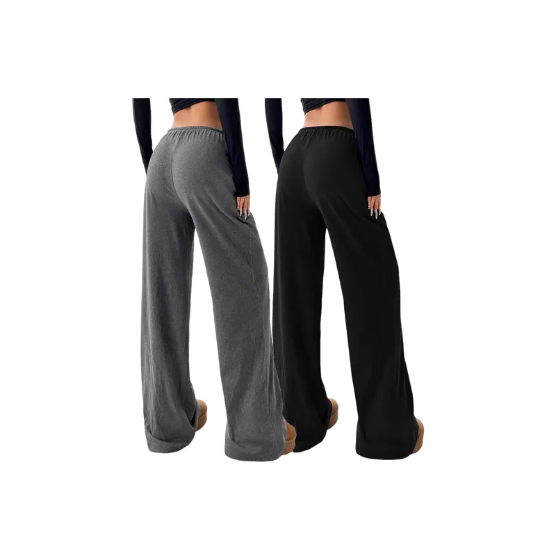 Loose Basics Polyester Casual Pants Women-1