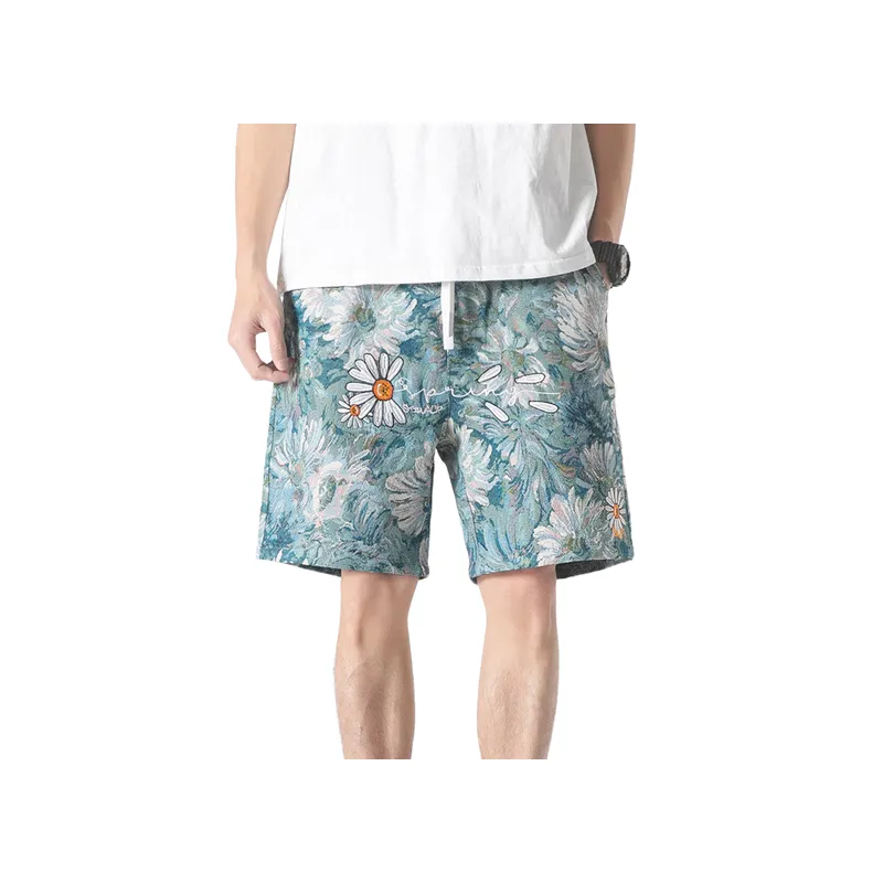 Casual Beach Loose Printed Straight Sports Pants-0